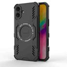 For iPhone 16 Plus Butterfly Armor MagSafe Magnetic Ring Shockproof Phone Case(Black) - 1