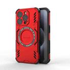 For iPhone 15 Pro Butterfly Armor MagSafe Magnetic Ring Shockproof Phone Case(Red) - 1