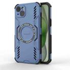 For iPhone 15 Plus Butterfly Armor MagSafe Magnetic Ring Shockproof Phone Case(Blue) - 1