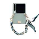 For Huawei Pura X Silver Frame Morandi Leather Texture Phone Case With Strap(Green) - 1