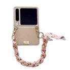 For Huawei Pura X Silver Frame Morandi Leather Texture Phone Case With Strap(Gold) - 1