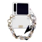 For Huawei Pura X Silver Frame Morandi Leather Texture Phone Case With Strap(White) - 1