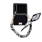 For Huawei Pura X Silver Frame Morandi Leather Texture Phone Case With Strap(Black) - 1