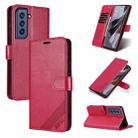 For Samsung Galaxy S21 FE 5G AZNS Sheepskin Texture Flip Leather Phone Case(Red) - 1