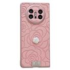 For Huawei Mate X3 3D Camellia Plaid Fabric Phone Case(Pink) - 1