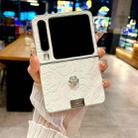 For Huawei Pura X 3D Camellia Plaid Fabric Phone Case(White) - 2