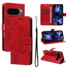 For Google Pixel 10 Global 3D Butterfly Embossed Pattern Flip Leather Phone Case(Red) - 1