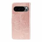 For Google Pixel 10 Global 3D Butterfly Embossed Pattern Flip Leather Phone Case(Rose Gold) - 3