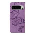 For Google Pixel 10 Pro XL Global 3D Butterfly Embossed Pattern Flip Leather Phone Case(Purple) - 3