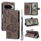 For Google Pixel 10 Pro XL Global 3D Butterfly Embossed Pattern Flip Leather Phone Case(Grey) - 1