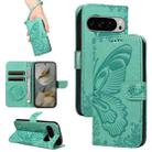 For Google Pixel 10 Pro XL 5G Global Swallowtail Butterfly Embossed Leather Phone Case(Green) - 1