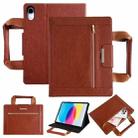 For iPad 2025 / 2022 Zipper Handle Retro Smart Leather Tablet Case(Brown) - 1