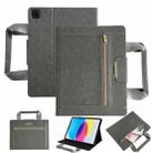 For iPad Air 13 2025 / 2024 / Pro 12.9 Zipper Handle Retro Smart Leather Tablet Case(Grey) - 1