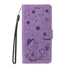 For Google Pixel 10 / 10 Pro Global Cat and Bee Embossed Flip Leather Phone Case(Purple) - 2