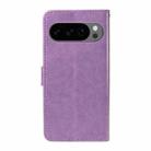 For Google Pixel 10 / 10 Pro Global Cat and Bee Embossed Flip Leather Phone Case(Purple) - 3