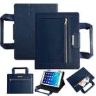 7-8 inch Zipper Handle Retro Leather Tablet Case(Royal Blue) - 1