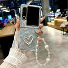 For ZTE nubia Flip2 Pearlescent Shell Texture Heart Pattern Phone Case with Bracelet(Colored Glaze) - 2