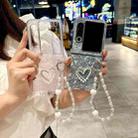 For ZTE nubia Flip2 Pearlescent Shell Texture Heart Pattern Phone Case with Bracelet(Colored Glaze) - 3