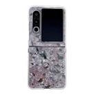 For ZTE nubia Flip2 Pearlescent Shell Texture Phone Case(Pink Green) - 1