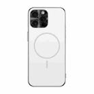 For iPhone 16 Pro Max Metal Mens Acrylic PC Thin Circle MagSafe Phone Case(White) - 1