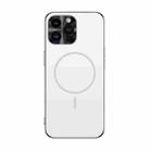 For iPhone 14 Pro Metal Mens Acrylic PC Thin Circle MagSafe Phone Case(White) - 1