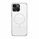 For iPhone 13 Metal Mens Acrylic PC Thin Circle MagSafe Phone Case(White) - 1