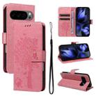 For Google Pixel 10 5G / 10 Pro 5G Global Tree & Cat Embossed Pattern Flip Leather Phone Case(Pink) - 1