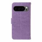 For Google Pixel 10 5G / 10 Pro 5G Global Tree & Cat Embossed Pattern Flip Leather Phone Case(Light Purple) - 3