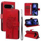 For Google Pixel 10 5G / 10 Pro 5G Global Tree & Cat Embossed Pattern Flip Leather Phone Case(Red) - 1