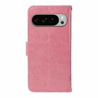 For Google Pixel 10 Pro XL 5G Global Tree & Cat Embossed Pattern Flip Leather Phone Case(Pink) - 3