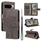For Google Pixel 10 Pro XL 5G Global Tree & Cat Embossed Pattern Flip Leather Phone Case(Grey) - 1