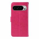 For Google Pixel 10 Pro XL 5G Global Tree & Cat Embossed Pattern Flip Leather Phone Case(Rose Red) - 3