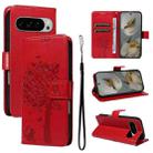 For Google Pixel 10 Pro XL 5G Global Tree & Cat Embossed Pattern Flip Leather Phone Case(Red) - 1