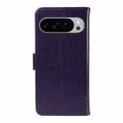 For Google Pixel 10 Pro XL 5G Global Tree & Cat Embossed Pattern Flip Leather Phone Case(Purple) - 3