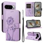 For Google Pixel 10 Pro XL 5G Global Dandelion Embossed Pattern Flip Leather Phone Case(Purple) - 1