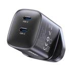 USAMS CC307 T66 45W Dual USB-C / Type-C GaN Fast Charger, UK Plug(Gunmetal) - 1