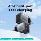 USAMS CC307 T66 45W Dual USB-C / Type-C GaN Fast Charger, UK Plug(Gunmetal) - 5
