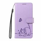 For Google Pixel 10 / 10 Pro Global Adorable Cat Embossed Pattern Flip Leather Phone Case(Purple) - 2