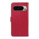 For Google Pixel 10 Pro XL 5G Global Adorable Cat Embossed Pattern Flip Leather Phone Case(Red) - 3