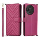 For TCL 60R 5G / 60 5G Multifunctional 6-Card Slots Leather Phone Case with Wrist Strap(Rose Red) - 1