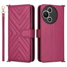 For TCL 60 SE NxtPaper 5G Multifunctional 6-Card Slots Leather Phone Case with Wrist Strap(Rose Red) - 1