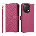 For Umidigi Note 100 4G / 5G / Note 100A Multifunctional 6-Card Slots Leather Phone Case with Wrist Strap(Rose Red) - 1