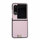 For ZTE nubia Flip2 Morandi Solid Color Leather Texture Phone Case(Pink) - 1