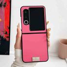 For ZTE nubia Flip2 Morandi Solid Color Leather Texture Phone Case(Rose Red) - 2