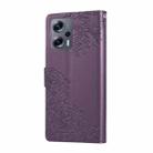 For Xiaomi Poco X4 GT Rose Flower Embossed 3-Card Slots Leather Phone Case(Deep Purple) - 3