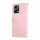 For Xiaomi Poco X5 Rose Flower Embossed 3-Card Slots Leather Phone Case(Pink) - 3