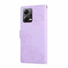 For Xiaomi Poco X5 Rose Flower Embossed 3-Card Slots Leather Phone Case(Purple) - 3