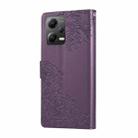 For Xiaomi Poco X5 Rose Flower Embossed 3-Card Slots Leather Phone Case(Deep Purple) - 3