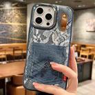 For iPhone 16 Pro Max Denim Leather Pocket Design Phone Case(Royal Blue) - 1