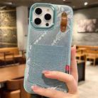 For iPhone 16 Pro Denim Leather Pocket Design Phone Case(Light Blue) - 1
